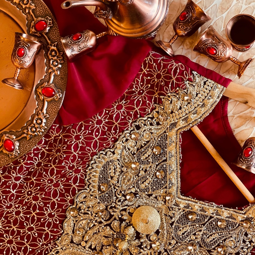 Pakistani/ Indian Ruby Red 3 pieces dress